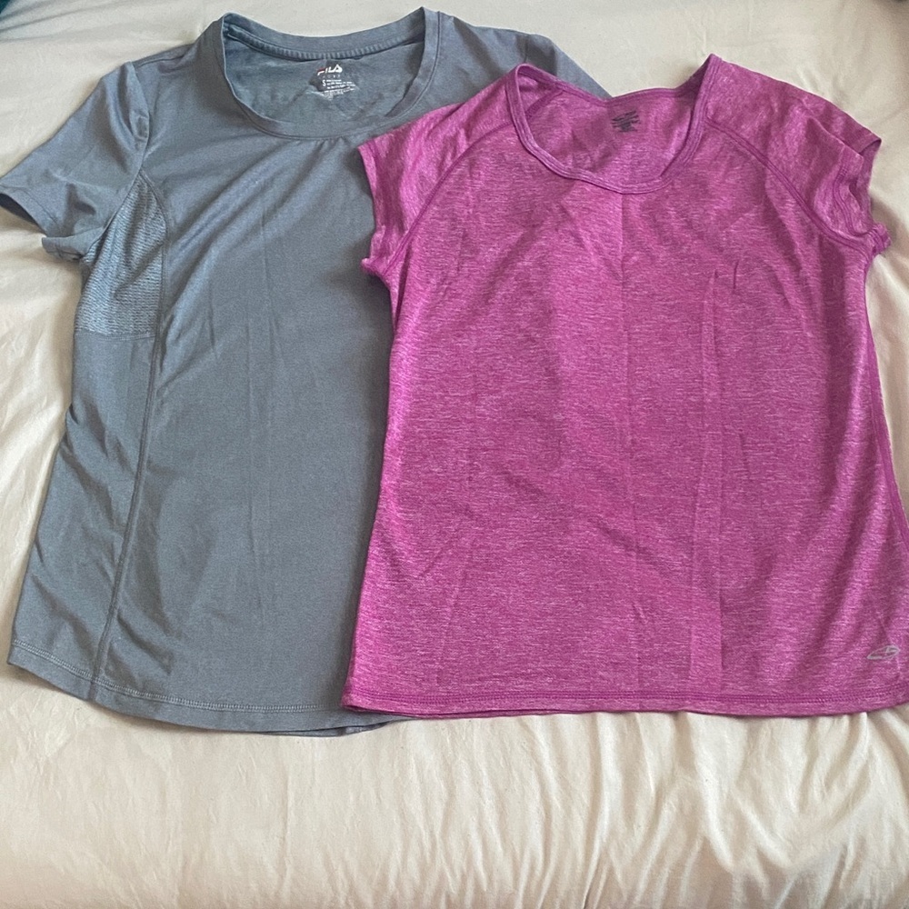 Champion and FILA Women's Gray and Pink T-Shirts